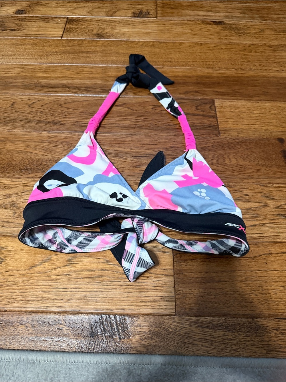 ZeroXposur Pink, Gray & Black Halter Bikini Top interchangeable
